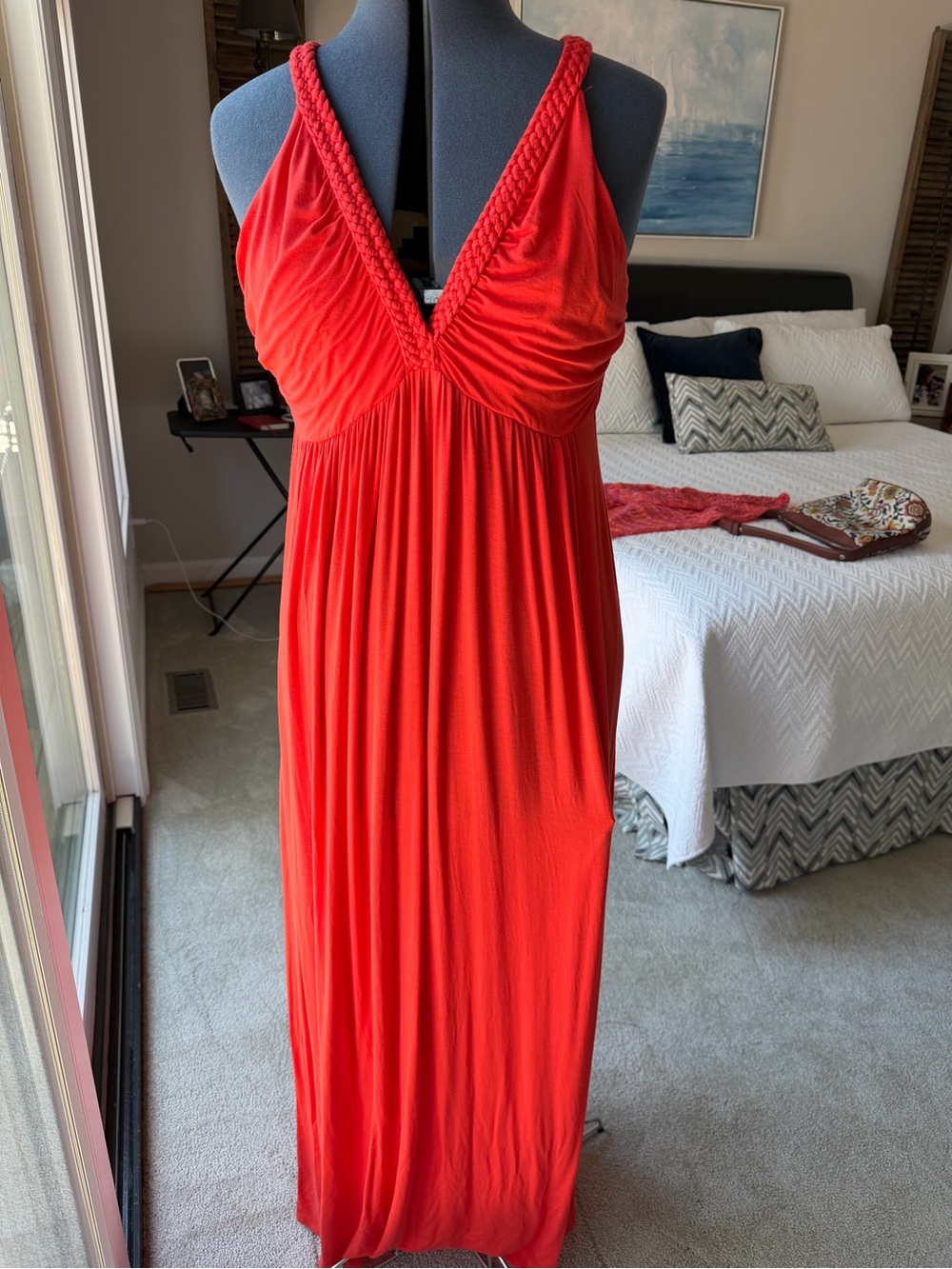 Philosophy Vibrant Red Braided-Strap Maxi Dress